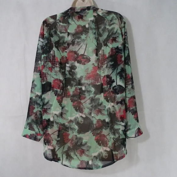Rock 47 Button Front Y-neck Sheer Blouse Size M - Picture 5 of 7